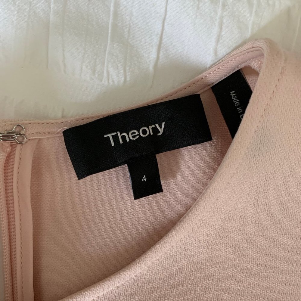 NWOT Theory Modern Seamed Shift Dress in Crepe - Sheer Pink - Picture 5 of 9